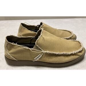 Crocs Santa Cruz Slip On Loafers Mens Size 10 Beige Tan Khaki Canvas 10128